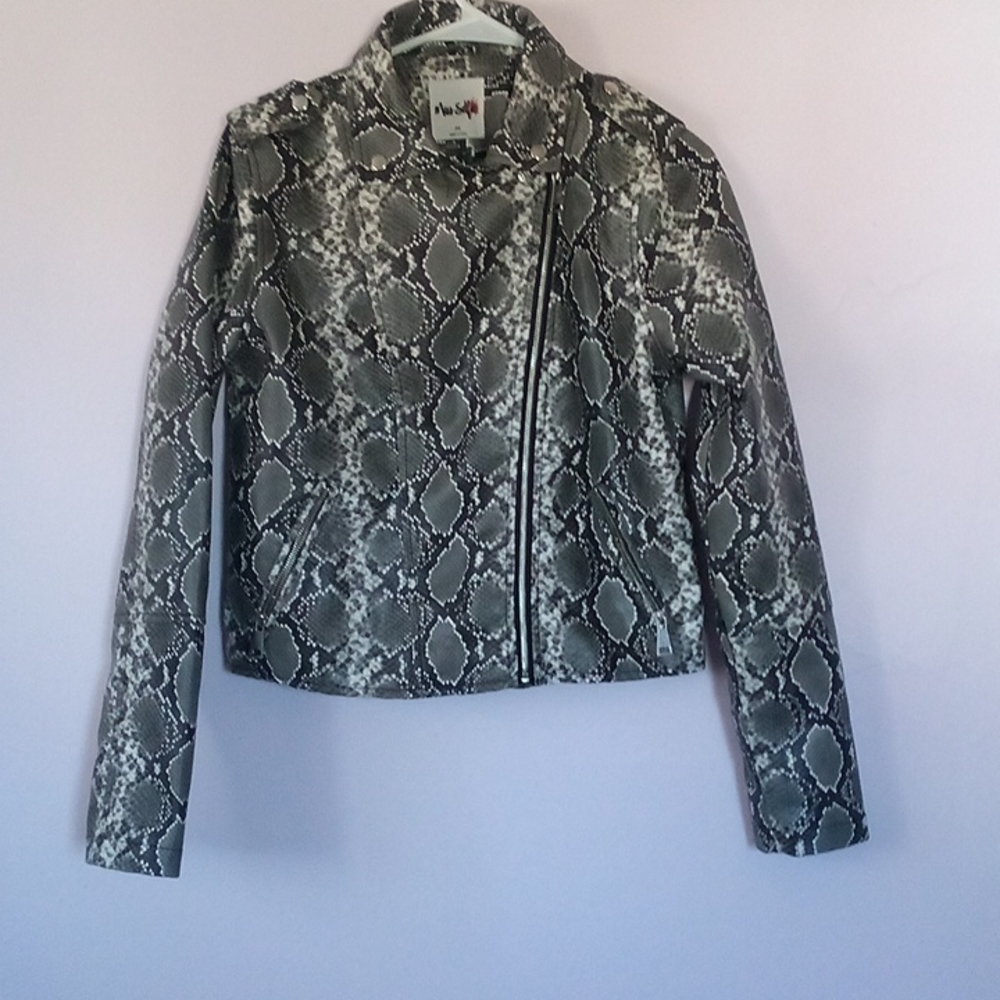 Miss selfie snake print moto jacket